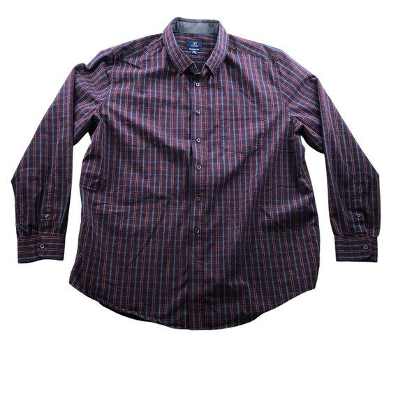 George Other - George Mens Shirt Size 2XL Long Sleeve Classic Fit Plaid Button Down Red Casual